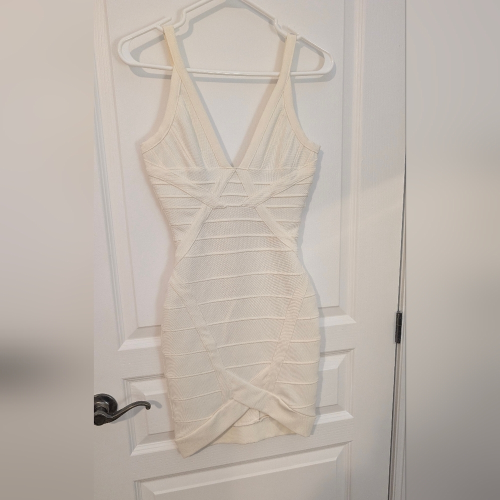 Miusol Cream Bandage Mini Dress